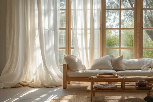 Rideaux en lin sur mesure, élégance brute et naturelle pour votre intérieur.