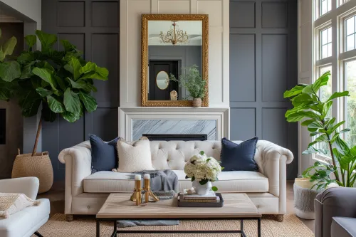 Miroir design harmonisé avec style déco.